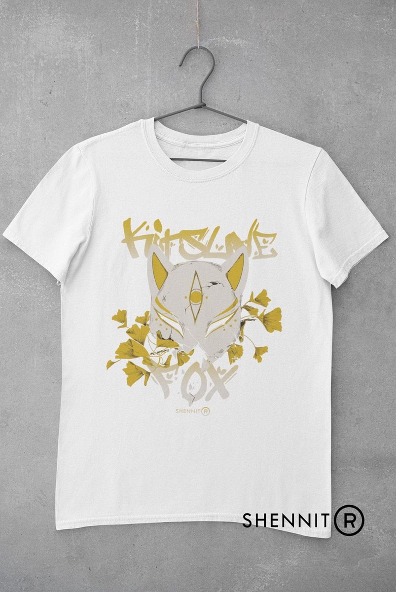 Kitsune Fox Anime Vos Neko Kawaii T-Shirt | Cadeau voor Otaku en Weeb | Japan Culture Merchandise | Urban Geekchic Style | Wit Maat L - Shennit