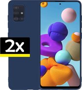 Samsung A51 Hoesje Siliconen Case Cover Donker Blauw - 2 Stuks