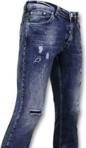 Exclusive Paint Drops Jeans - Skinny Jeans Heren - A35E - Blauw