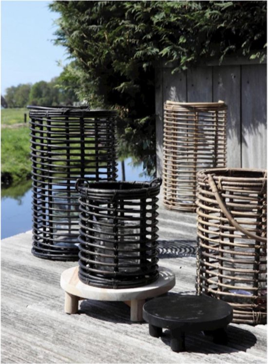 Solar lantaarn rond rotan natural 18 cm Solar lantaarn rond rotan natural 18 cm