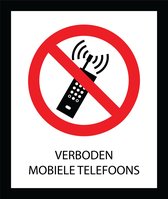 Bord ISO7010 Verboden mobiele telefoons 20 x 24 cm