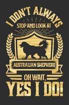 I Don't Always Stop and Look At Australian Shepard OH Wait, Yes I Do!: Gifts for Dog Owners 100 page Daily 6 x 9 journal to jot down your ideas and no