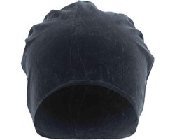 MSTRDS - Stonewashed Jersey Beanie navy one size Beanie Muts - Blauw