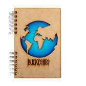 KOMONI - Duurzaam houten Schetsboek - Gerecycled papier - Navulbaar - A4 - Blanco -   Bucketlist