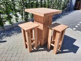 Statafel set “Malibu” van douglas hout 76x76cm 3 delige barset