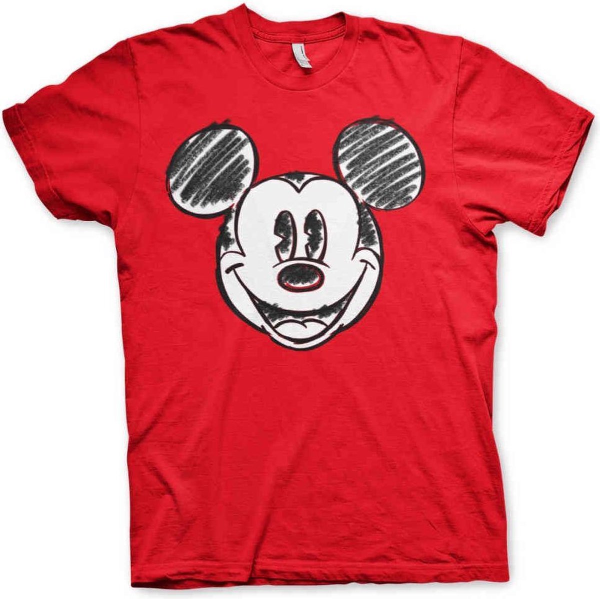 Disney Mickey Mouse Heren Tshirt -L- Pixelated Sketch Rood