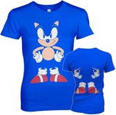 Sonic The Hedgehog Dames Tshirt -2XL- Front & Back Blauw