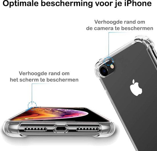 Hoesje Geschikt voor iPhone 7 Hoesje Siliconen Shock Proof Case Hoes - Hoes Geschikt voor iPhone 7 Hoes Cover Case Shockproof - Transparant - BTH