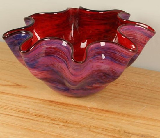 Getuigen omroeper Ambient Glazen schaal rood/paars A012, Fruitschaal, Glasschaal, Decoratieve schaal  | bol.com