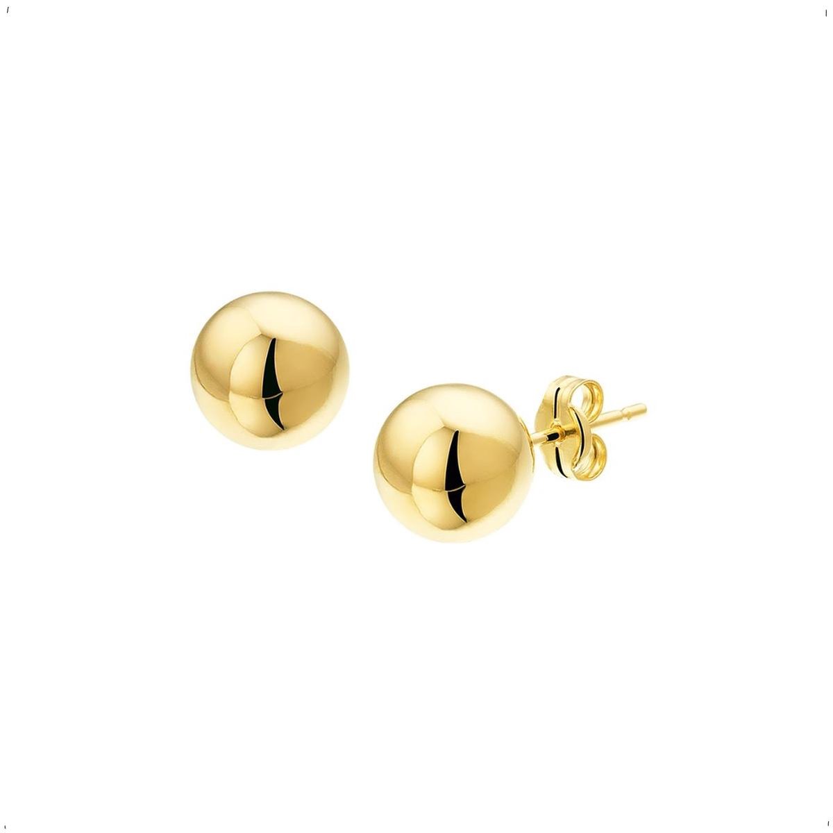 YO&NO - Oorbellen - Goud - Oorknoppen - Bol - 8mm - Sieraden Vrouw - Heren - 14k- 585 Goud