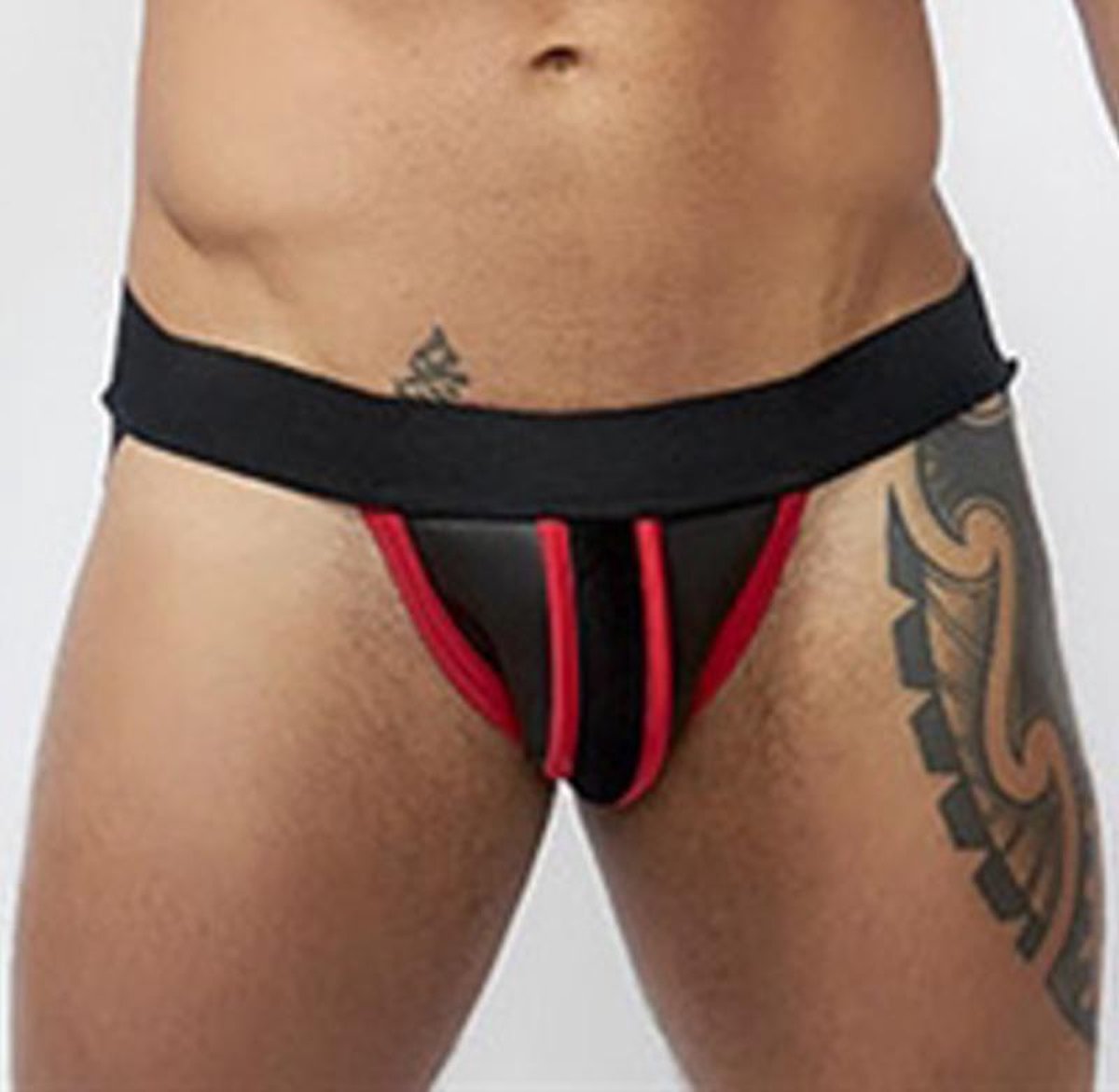 Mister B Neoprene Jockstrap Black Red xl