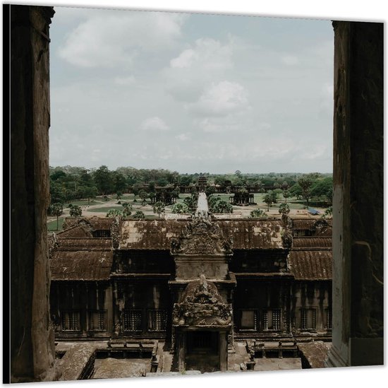 Dibond –de tempel ''Angkor Wat'' in Cambodja– 80x80 Foto op Aluminium (Met ophang)