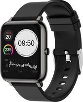 Belesy® HUNDRED - Zwarte Smartwatch Heren - Horloge - 1.3 inch - Kleurenscherm - Full Touch - Stappenteller - Multi Sport - 100+ Watchfaces - Maak uw eigen wijzerplaat - Siliconen - Watch geschikt voor Android en iOS - Moederdag