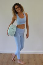 Fitness Yoga wear kleding set 2 stuks Katoen- baby blauw- large