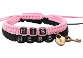 His & Hers Armband Set voor Hem en Haar - Hartje - Zwart / Roze - Romantisch Liefdes Cadeau - Mannen Cadeautjes - Cadeau voor Man