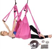Yoga Aerial swing hangmat met 3 sets handgrepen HEAVY DUTY BETON BEVESTIGING INCLUSIEF gewicht tot 300kg roze
