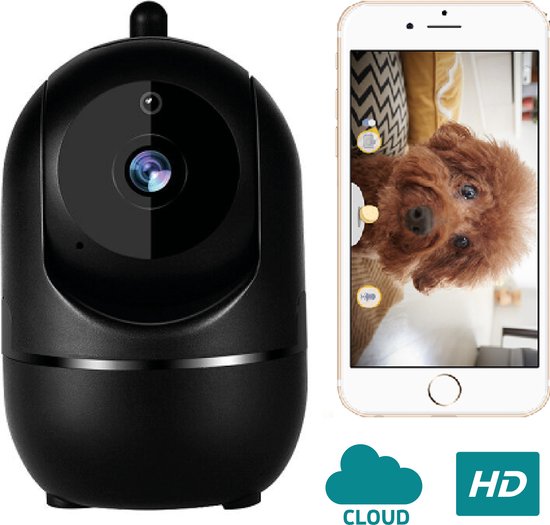 Caméra de sécurité - Caméra pour animaux de compagnie - Détection de mouvement et de son - Zwart - WiFi