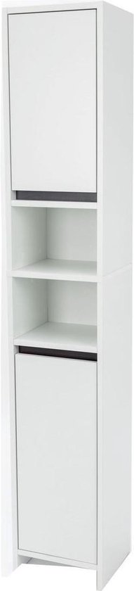 gesloten Memoriseren rustig aan Badkamerkast hoog - Badkamerkast in modern design, in mat witte look -  33x28x180cm (lxbxh) | bol.com