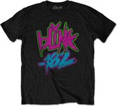 Blink182 - Neon Logo Heren T-shirt - M - Zwart