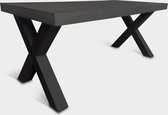 Betonlook Eettafel | Antraciet | 240x100cm | Stalen X-poten | Beton tafel | Betonlook Fabriek