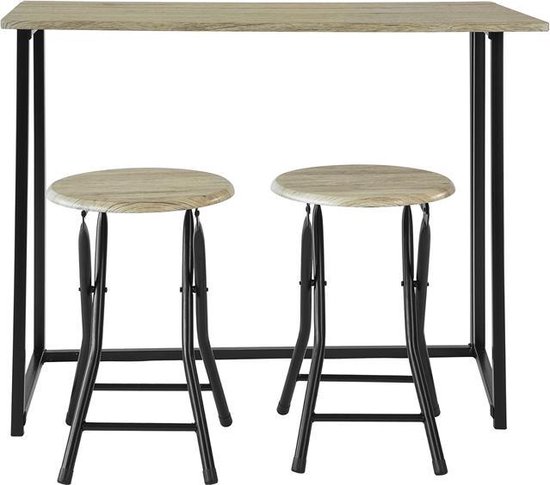 Table de bar Simpletrade avec chaises de bar - Ensemble de jardin - Protections de sol - Pliable - Bois - 90x74x45 cm