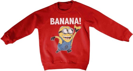 Minions Sweater/trui kids -Kids tm 6 jaar- Banana! Rood