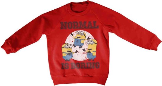 Minions Sweater/trui kids -Kids tm 12 jaar- Normal Life Is Boring Rood