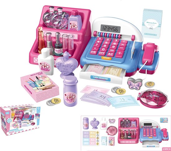 Relatief Vertellen binding Speelgoed Kassa – Make-Up – 35 x 17 x 24 cm | Speelgoed Meisjes – Roze |  Makeup... | bol.com