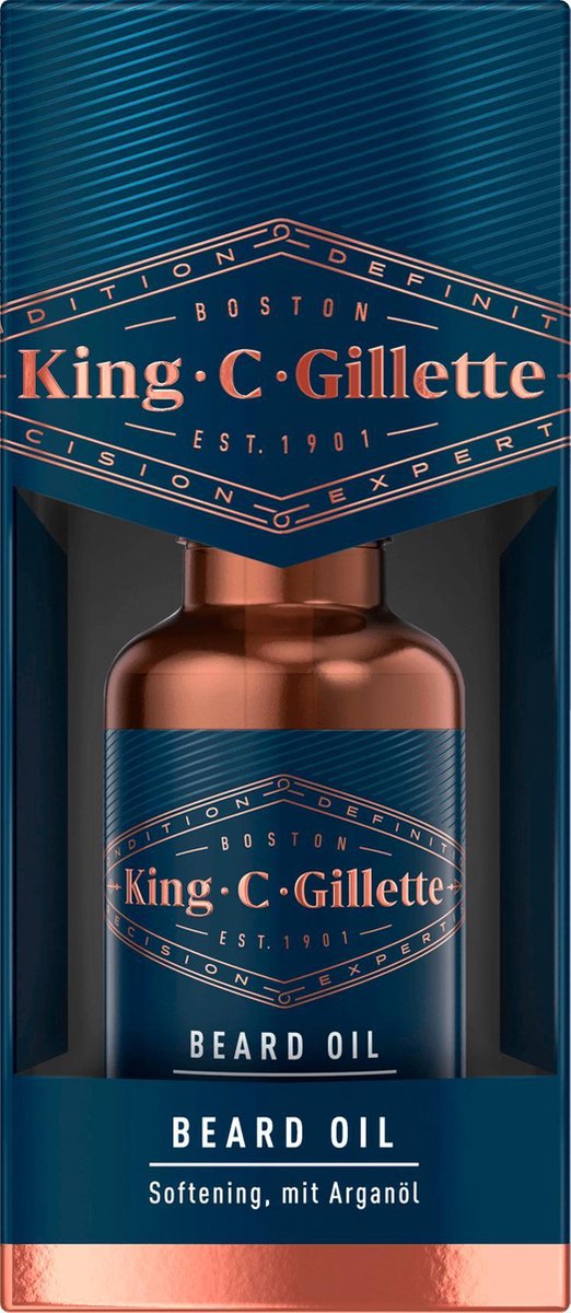 King C. Gillette Baardolie verrijkt met plantaardige Arganolie, Jojo-olie, Avocado-olie, Macadamia-Zaadolie en Amandelolie (30 ml)