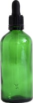 Groen glazen pipetflesje 100 ml inclusief zwart pipet - aromatherapie