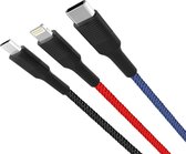 PINBOX XONB54BK USB-kabel 1,2 m USB 2.0 USB A USB C/Micro-USB B/Lightning Zwart