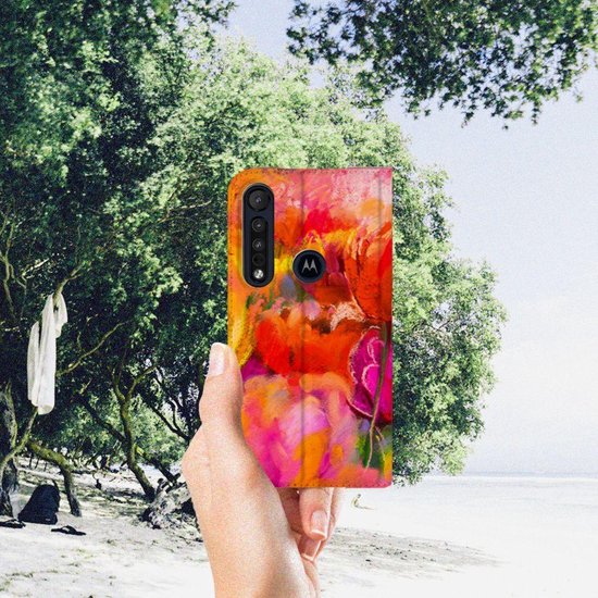 Book Case voor Bookcase Motorola G8 Plus Tulips