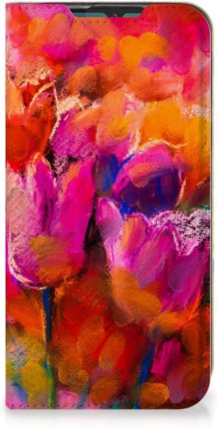 Book Case voor Bookcase Motorola G8 Plus Tulips