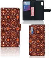 Portefeuille Xiaomi Mi 9 Étui de Bumper Folio pour Batik Brown