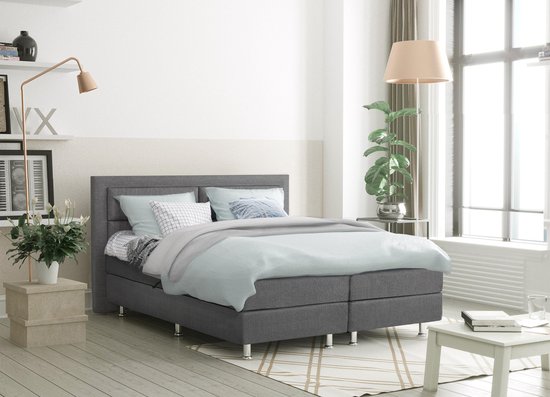 Boxspring bed tweepersoons - antraciet - Detroit | bol.com