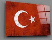 Insigne Glazen Schilderijen  - Turkse Vlag - Glasschilderij - 110x70 cm - 4 mm