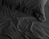 Zijdezachte Katoen/Satijn Extra Lang Topper Hoeslaken Zwart | 160x220 | Glazend En Luxe | Ademend En Duuzaam