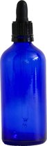 Blauw glazen pipetflesje 100 ml inclusief zwart pipet - aromatherapie