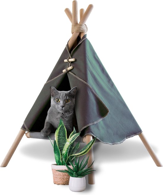 Overeenkomend analogie Altijd Katten Tipi tent met hangmat – Kattenmand - Hondenmand - Katten en honden  wigwam... | bol.com