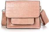 Cross body tas croco print Roze - Cheveuxx