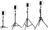 Ringlamp op Statief -  Selfie Ring Light - Met Smartphone Houder - ⌀ 26cm - Incl. afstandsbediening - Tot 210 cm hoog
