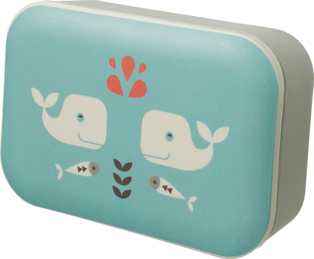 Fresk lunch box whale - lunchdoos - brooddoos kindjes - broodtrommel - blauw - 18 x 13 x 7 cm.