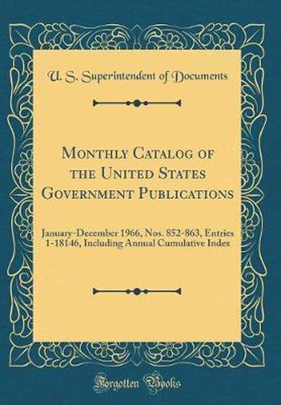 Monthly Catalog of the United States Government Publications