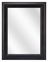 Spiegel met Ronde Houten Lijst - Zwart - 60x80 cm