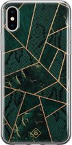 iPhone X/XS hoesje siliconen - Abstract groen | Apple iPhone Xs case | TPU backcover transparant