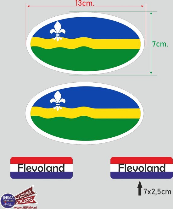 Provincie Flevoland vlaggen auto sticker set.