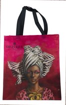 Shopper tas - Shopper tas dames - Boodschappen tas - African Woman Black & White - WhimsicalCollection - Afrikaanse vrouw - Gemaakt van hergebruikte PET Flessen - Milieubewust en G