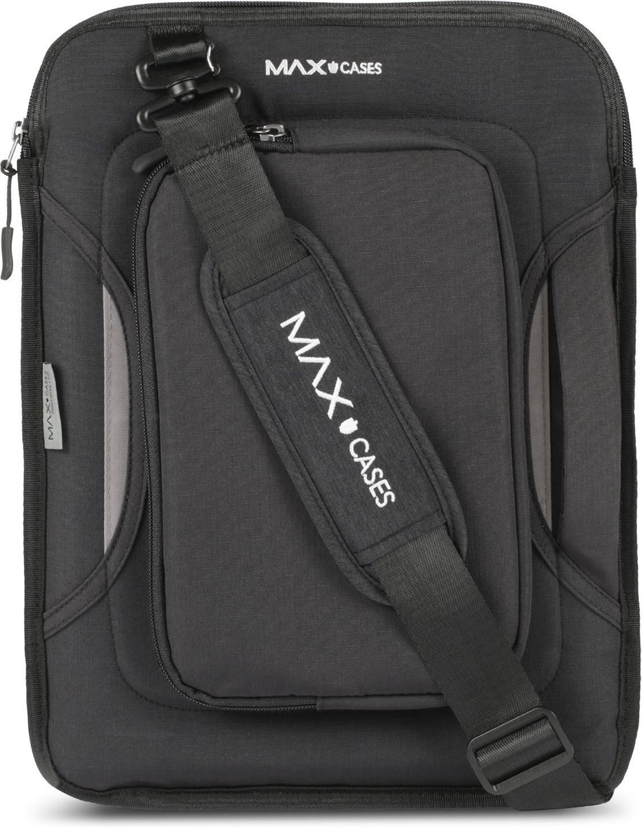 MAXCases Slim Sleeve - Neopreen Laptop Schoudertas 12 inch Ritssluiting - Zwart