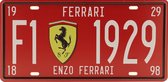 Wandbord – Mancave – Enzo Ferrari - Vintage - Retro -  Wanddecoratie – Reclame bord – Restaurant – Kroeg - Bar – Cafe - Horeca – Metal Sign – Mannen Cadeau – Ferrari – Formule 1 - 15x30cm