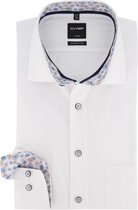 OLYMP Modern Fit overhemd mouwlengte 7 - wit twill (contrast) - boordmaat 43